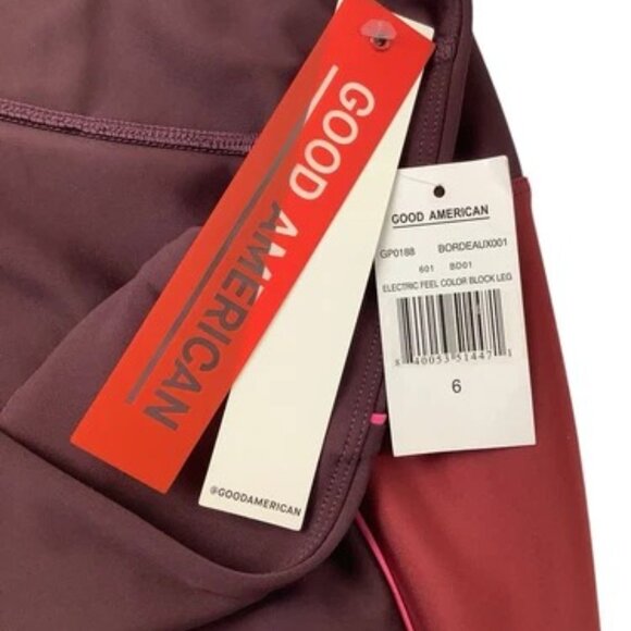 NWT Good American High Waist Ankle Leggings Maroon Size 6 - Picture 4 of 8